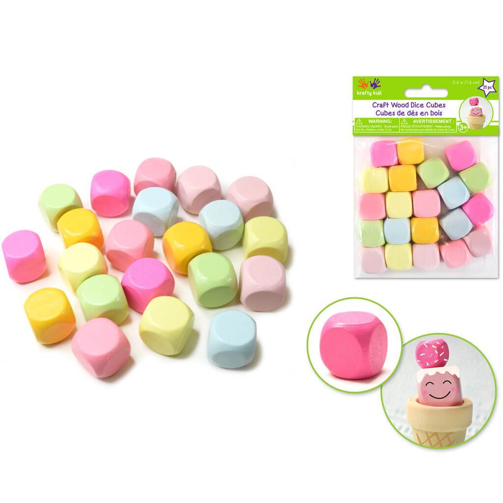 Dice Cubes Pastel Asst. 21pc 16mm
