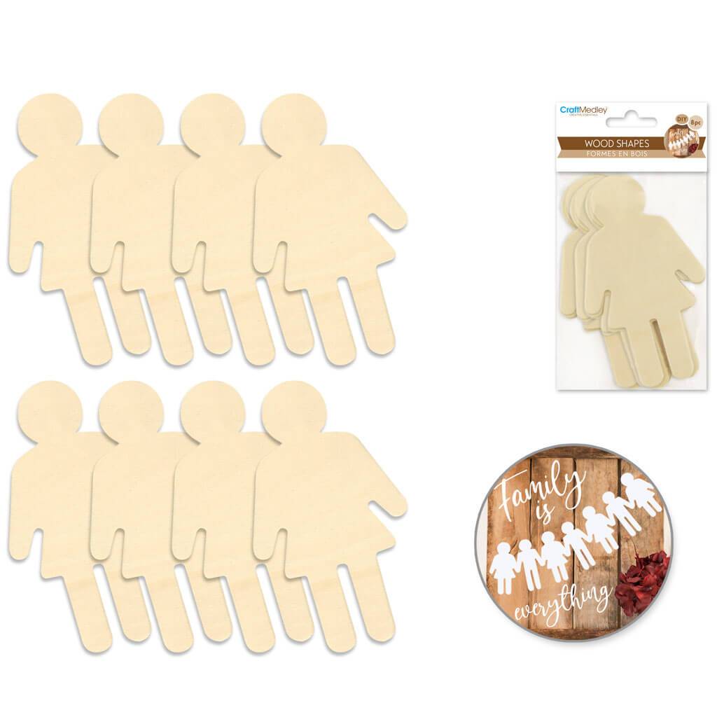 DIY Wood Shapes 8pc 1.5mm Girl