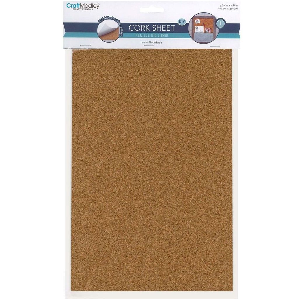 Self-Adhesive Cork Sheet DIY 2mm Thick 7.87in x 11.81in