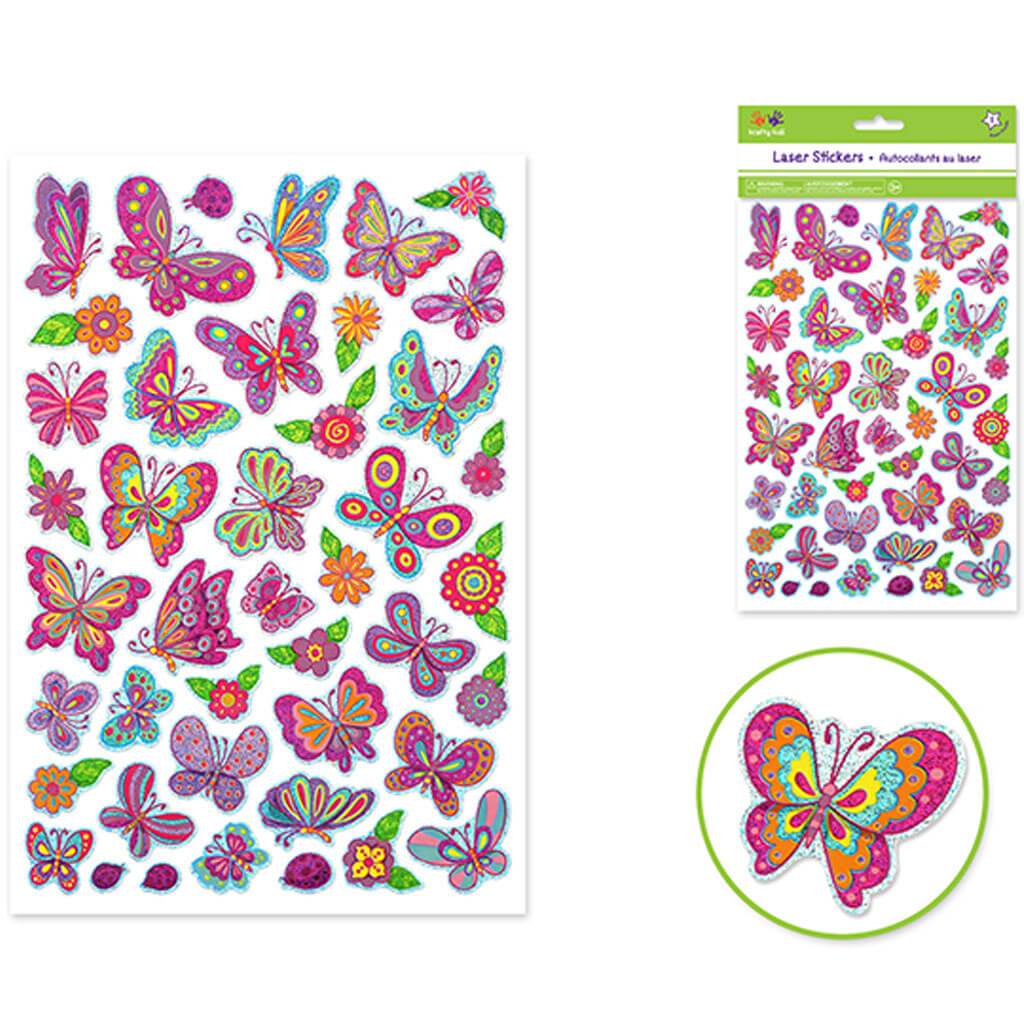 Fun Pal Laser Stickers Butterflies 9.5 x 6.5