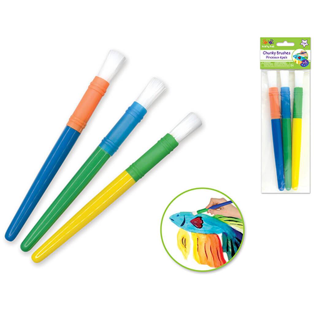 Lil' Artist Chunky Brushes X3 White Nylon