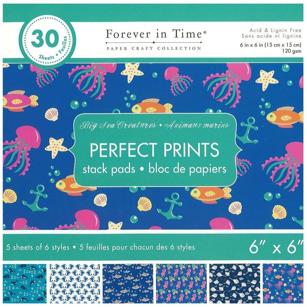 Perfect Prints Stack Packs X30 Asst - Big Sea Creatures 6inX6in
