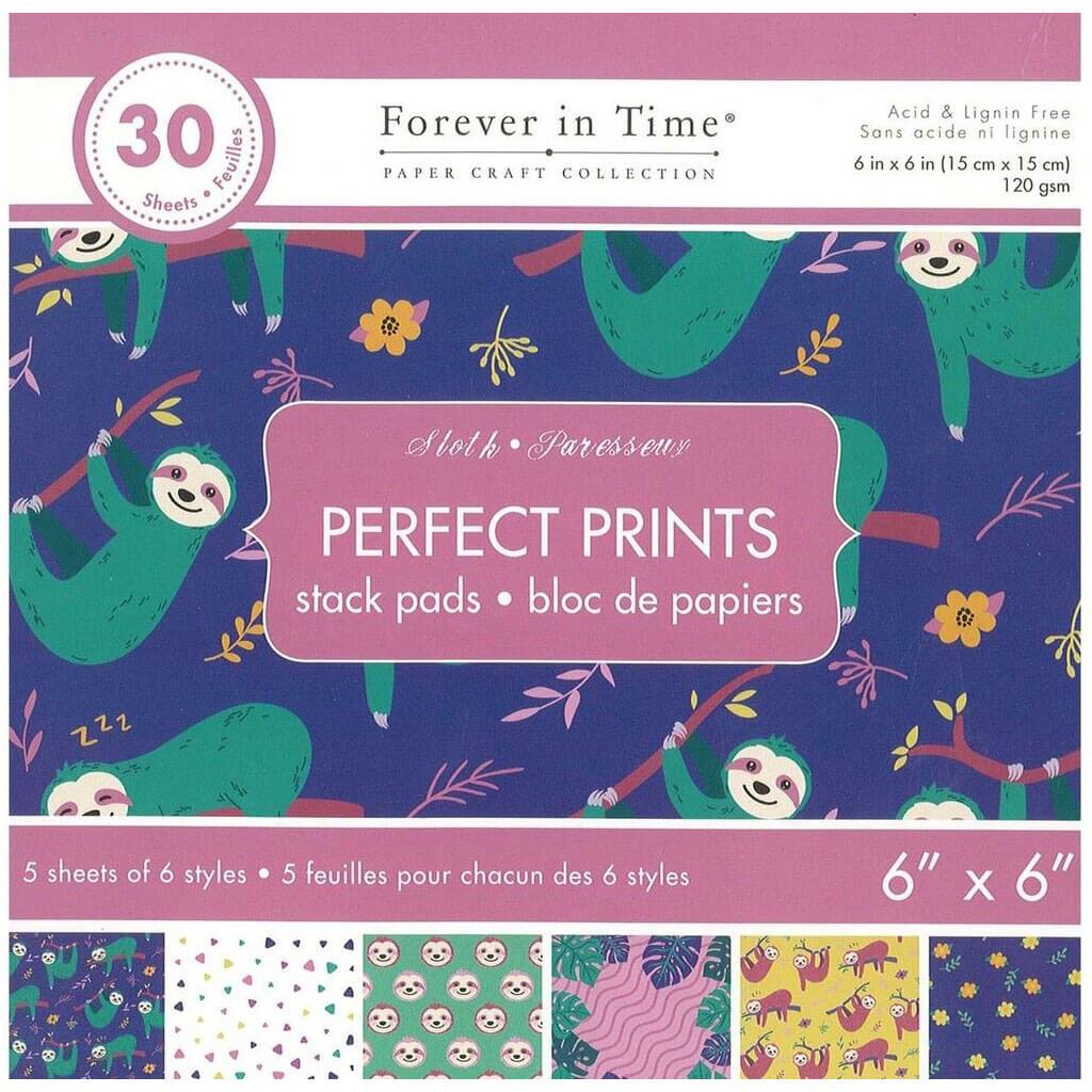Perfect Prints Stack Packs X30 Asst - Sloth 6in x 6in