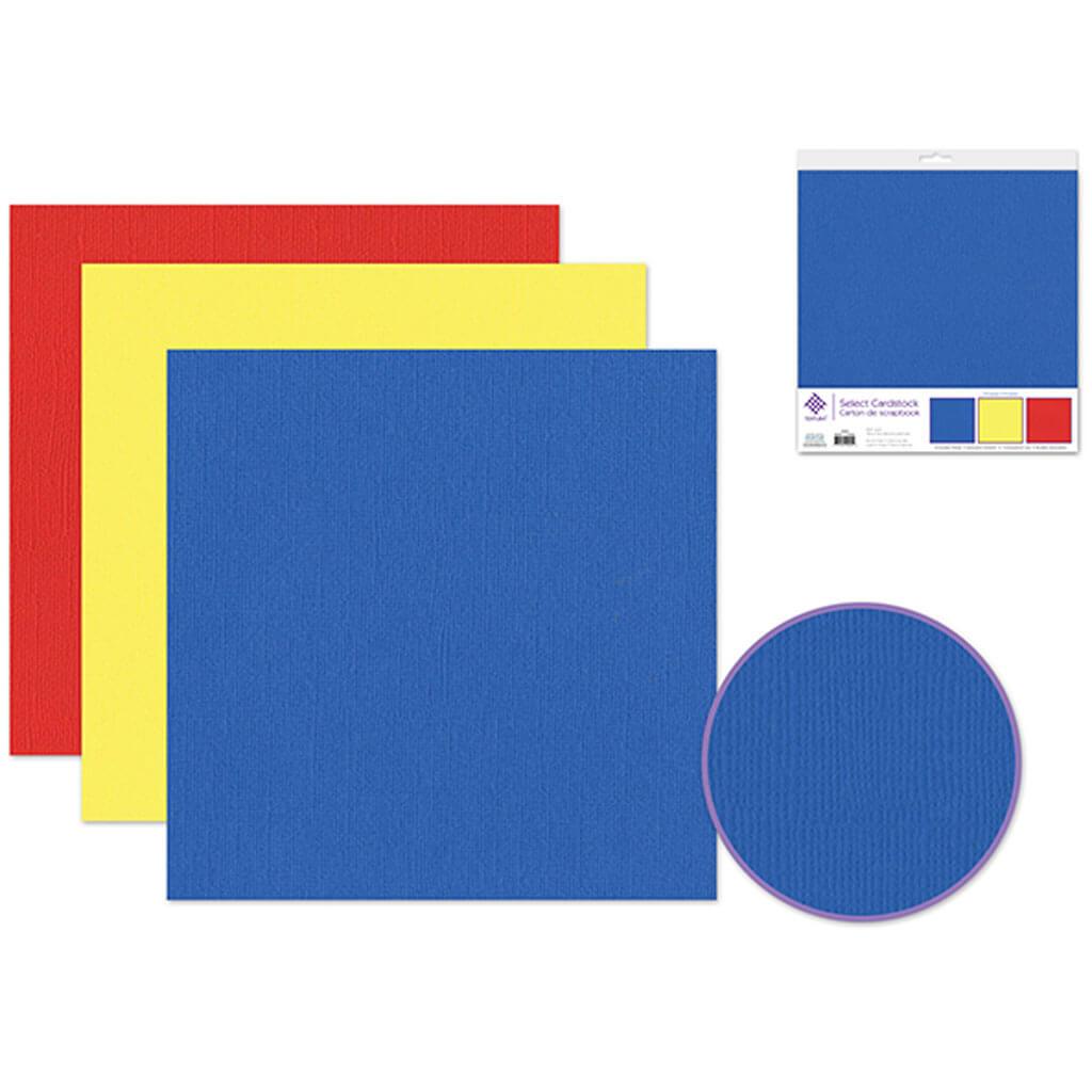 Textura Select Cardstock X3 Asst Pre-Packaged - Primaries 12in x 12in