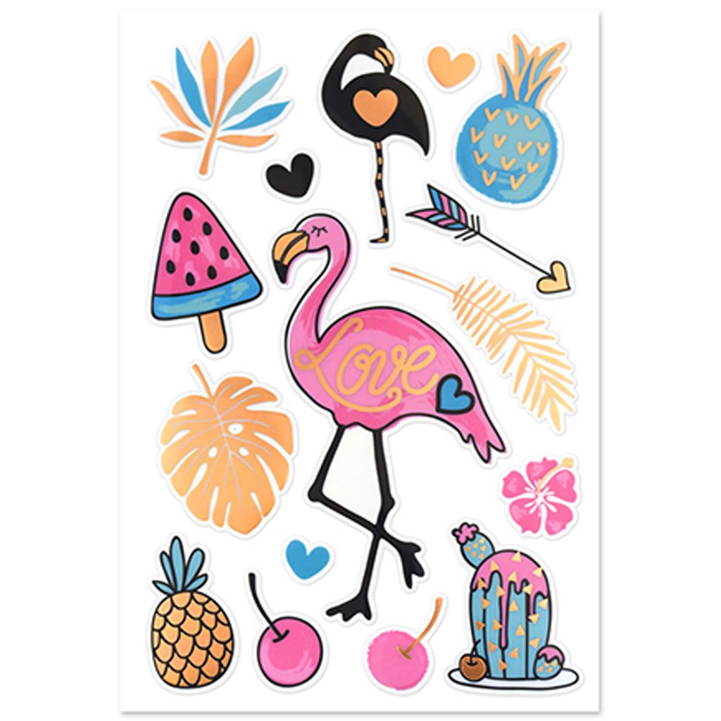 Paper Craft Sticker: Foil Accents Clear - Flamingo Love