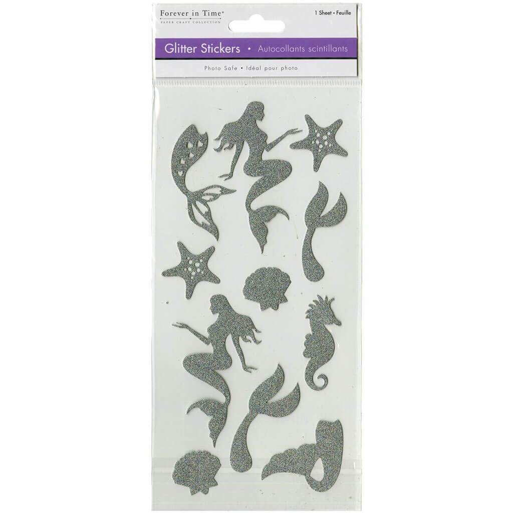 Paper Craft Sticker: Glitter Themed Mermaid 11.5 x 23