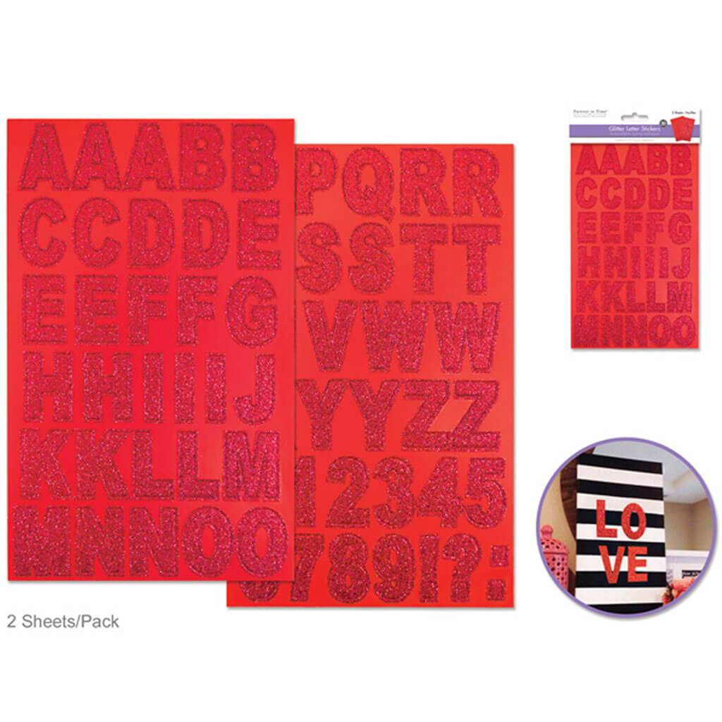 Chipboard Glitter Letters 2 Sheet Red 14.5 x 24