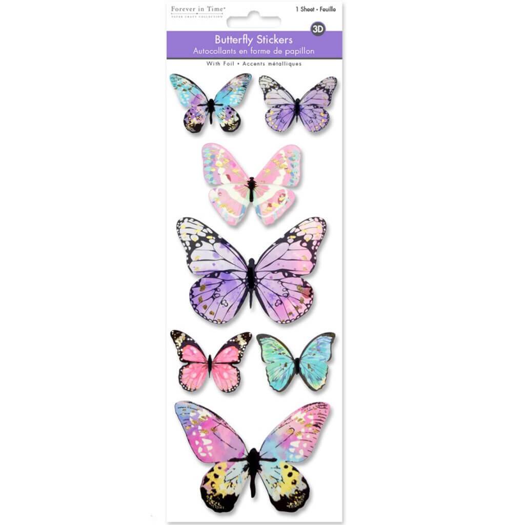 Paper Craft Sticker: 3D Butterflies Style 2 25.5 x 10