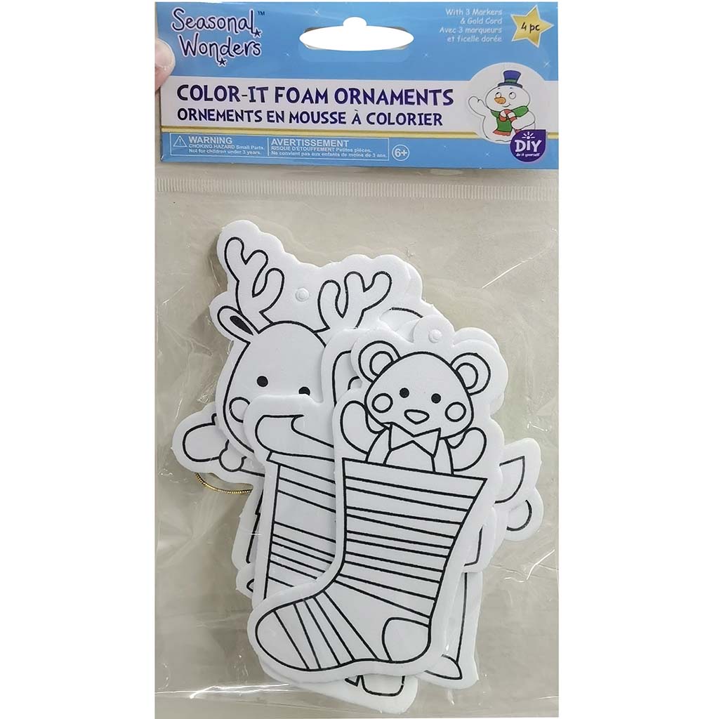 DIY Color-It Foam Ornaments X3 with markers