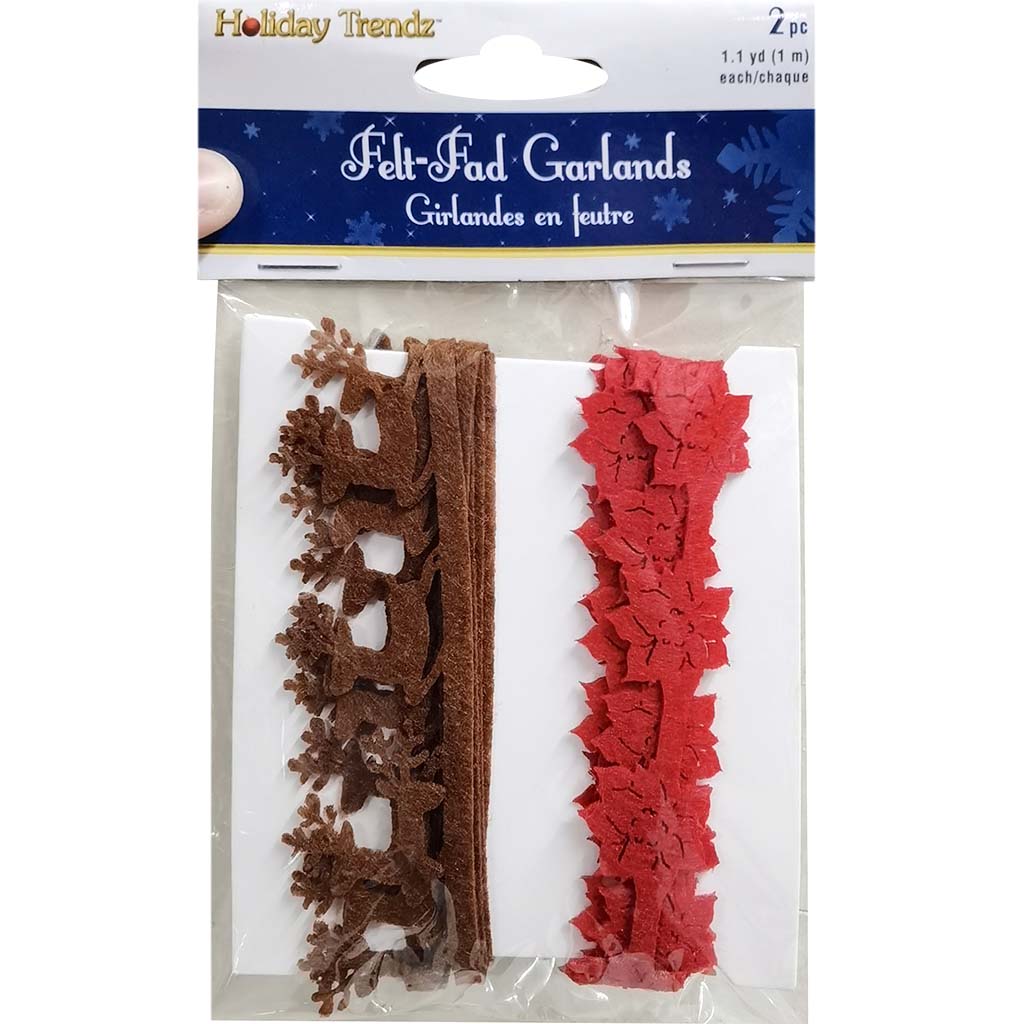 Felt-Fad Garland (1m x 2Style) Brown And Red 2m 2