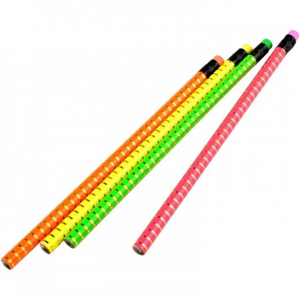 Neon Pencils With Foil Stripe