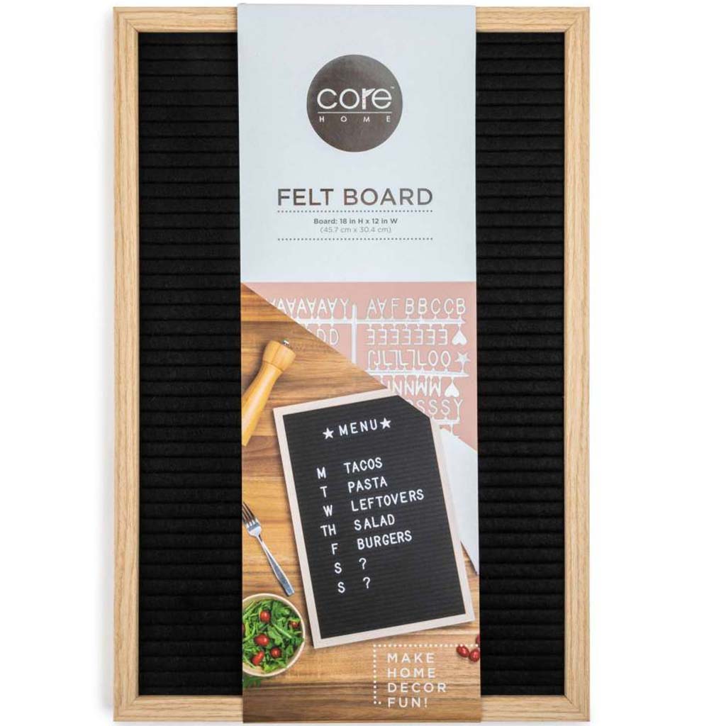 Felt Message Board Black, 12in X 18in