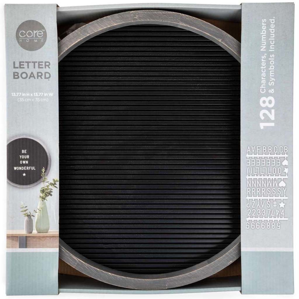 Round Wood Letter Board  Grey, 13.75in