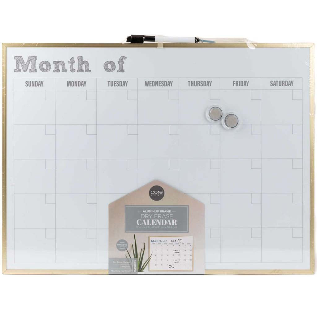 Aluminum Frame Dry Erase Gold and White, 17in X 23in