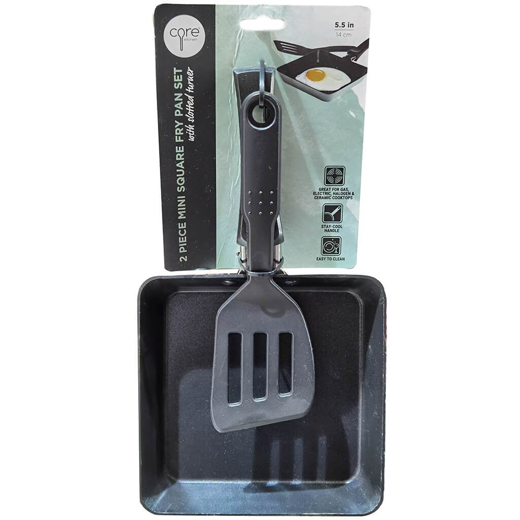 Mini Square Fry Pan Set Slotted Turner, 2pc