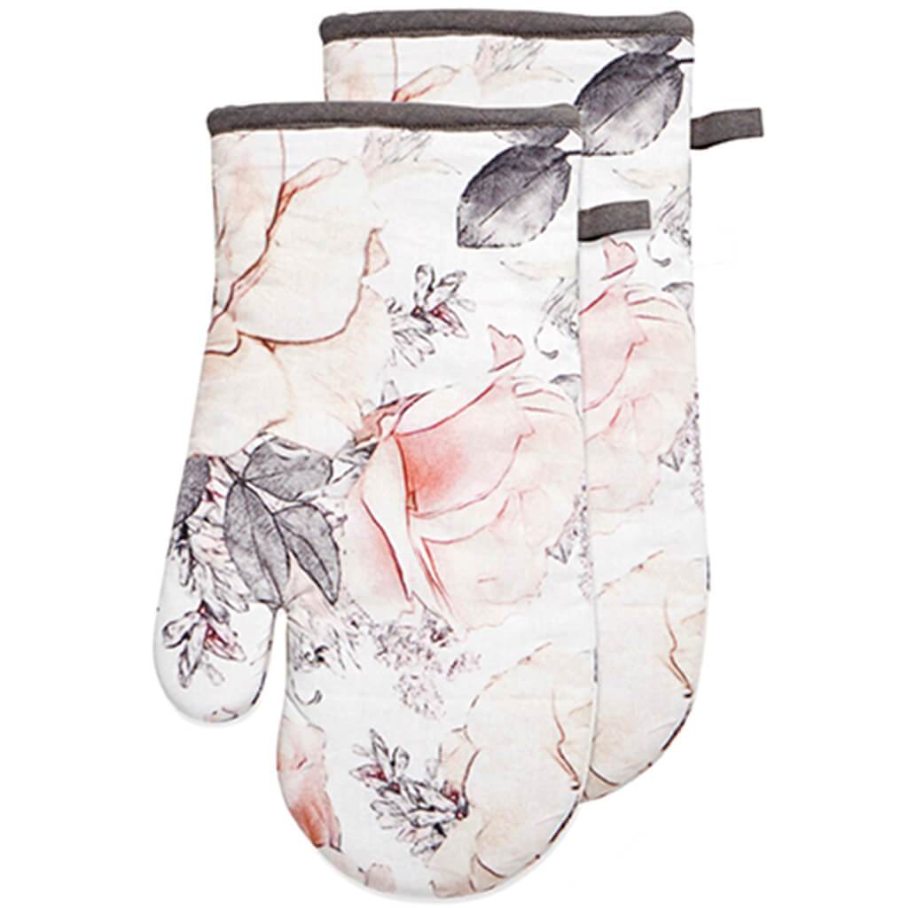 Pink Floral Ove Mitten Set of 2