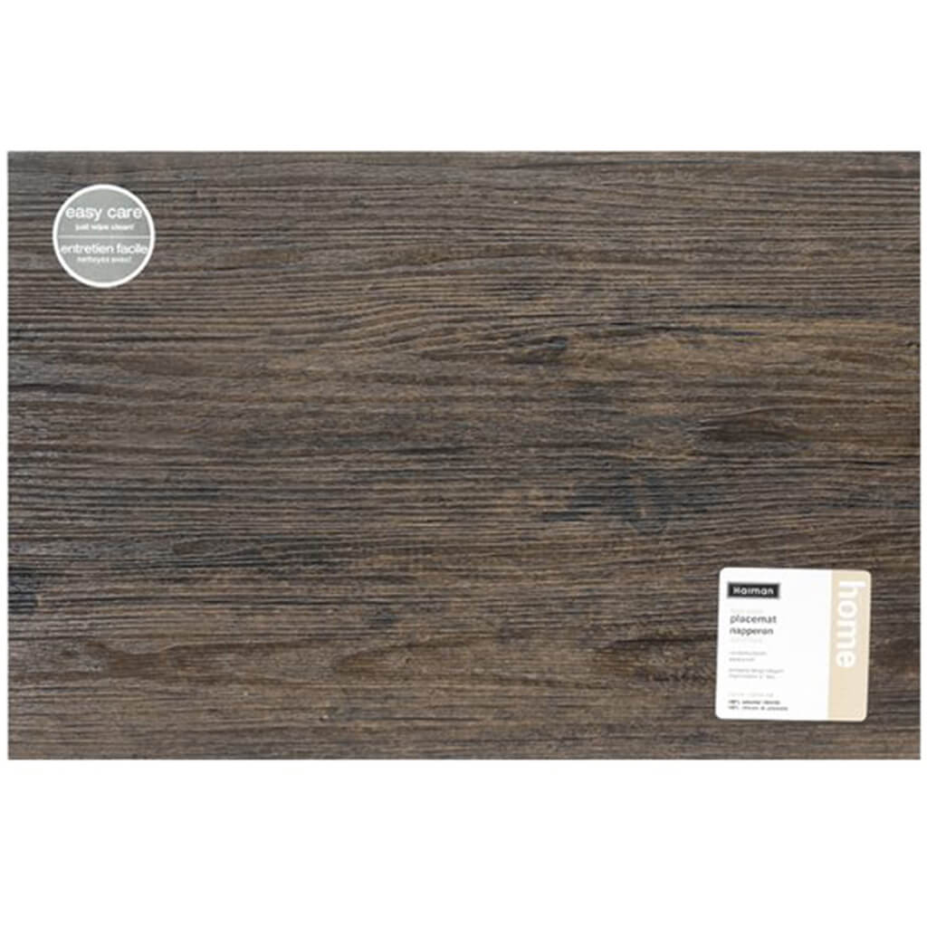 Faux Wood Placemat Dark Chessnut, 12in X 18in