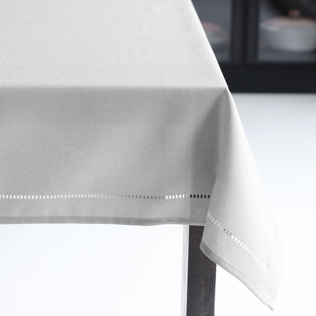 Hemstitch Table Cloth Light Grey, 52in x 70in