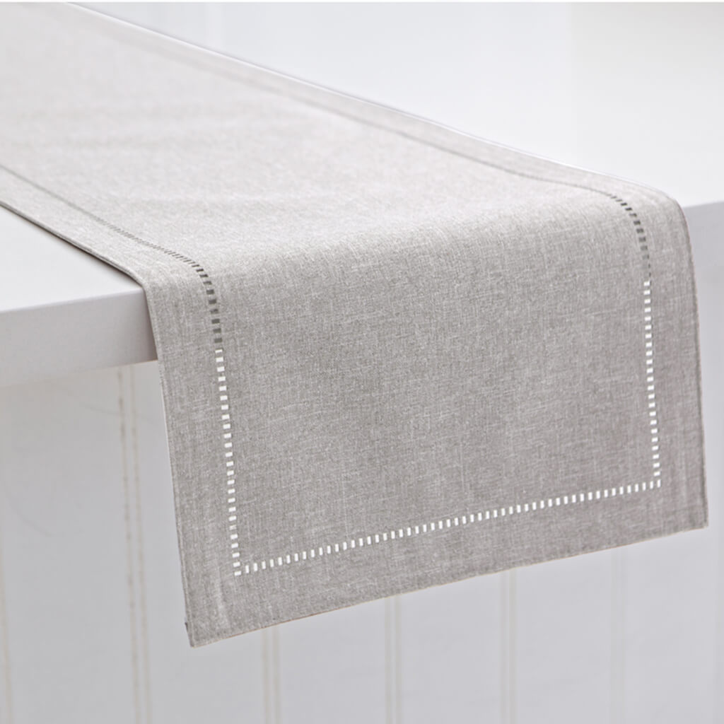 Linen Look Table Runner Light Gray, 14in X 72in