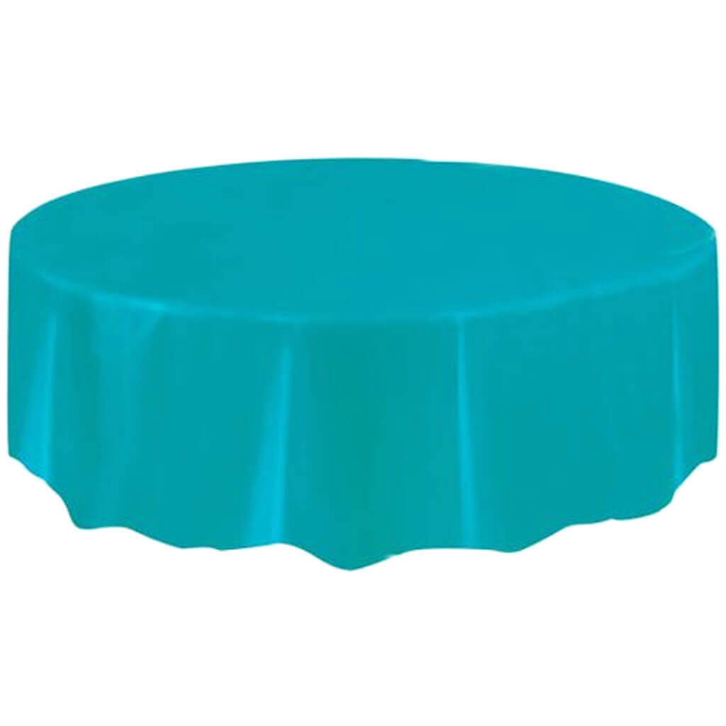 Caribbean Teal Plastic Table Cover Round