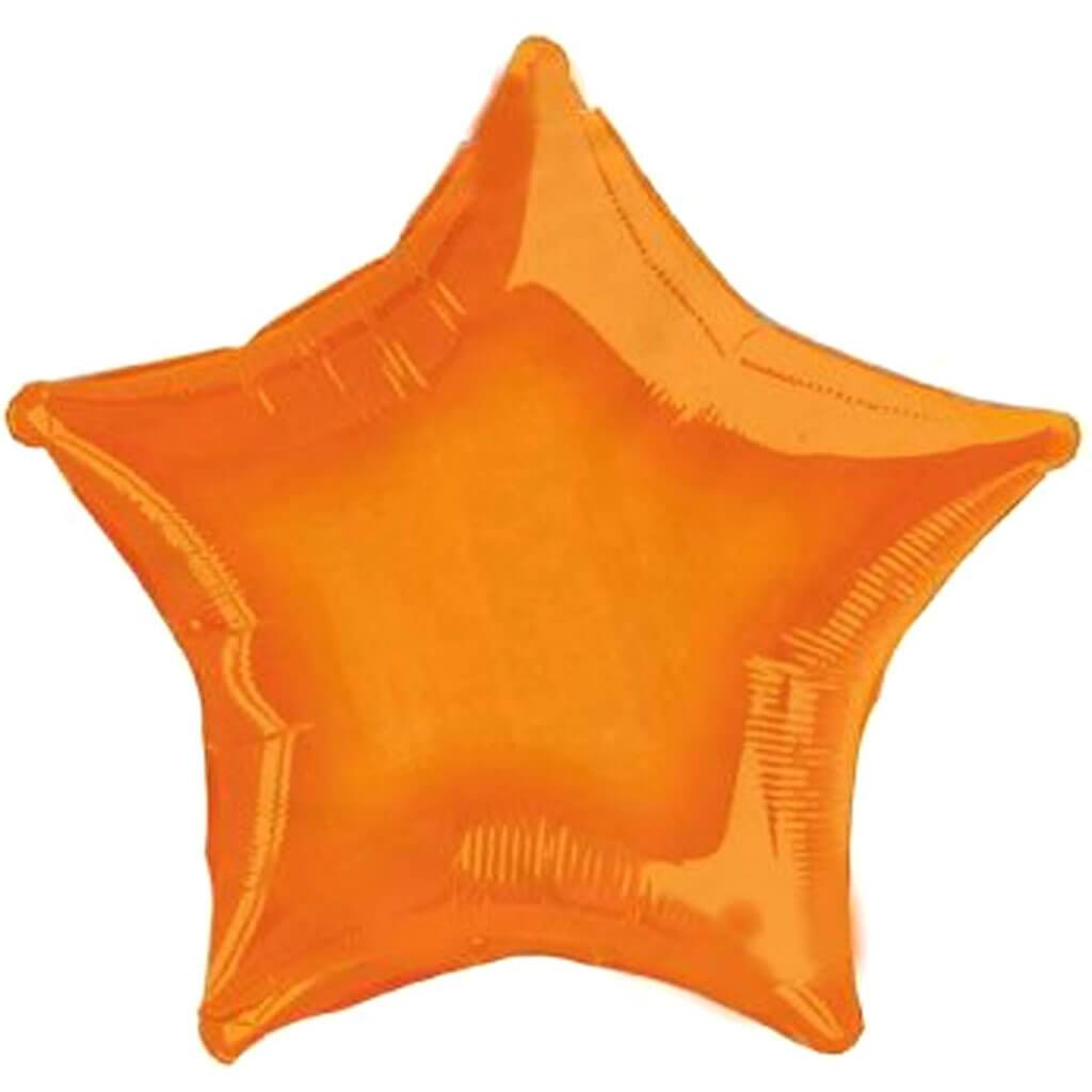 Orange Solid Star Foil Balloon 20in