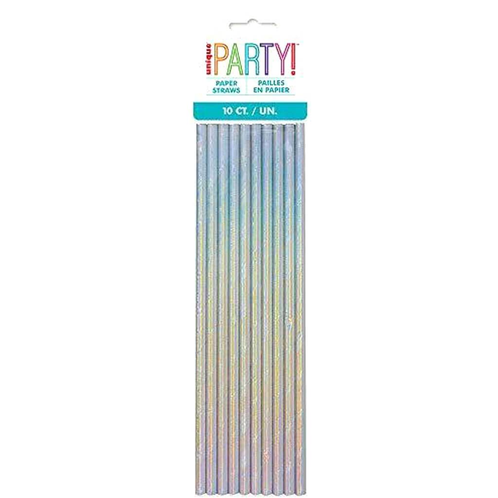 10 Iridescent Foil Paper Straws
