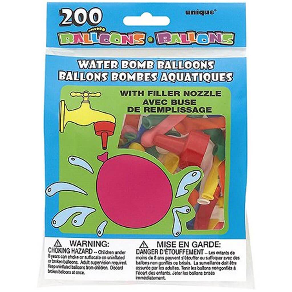 Water Bomb Balloons with Nozzle 200pkg Multicolor