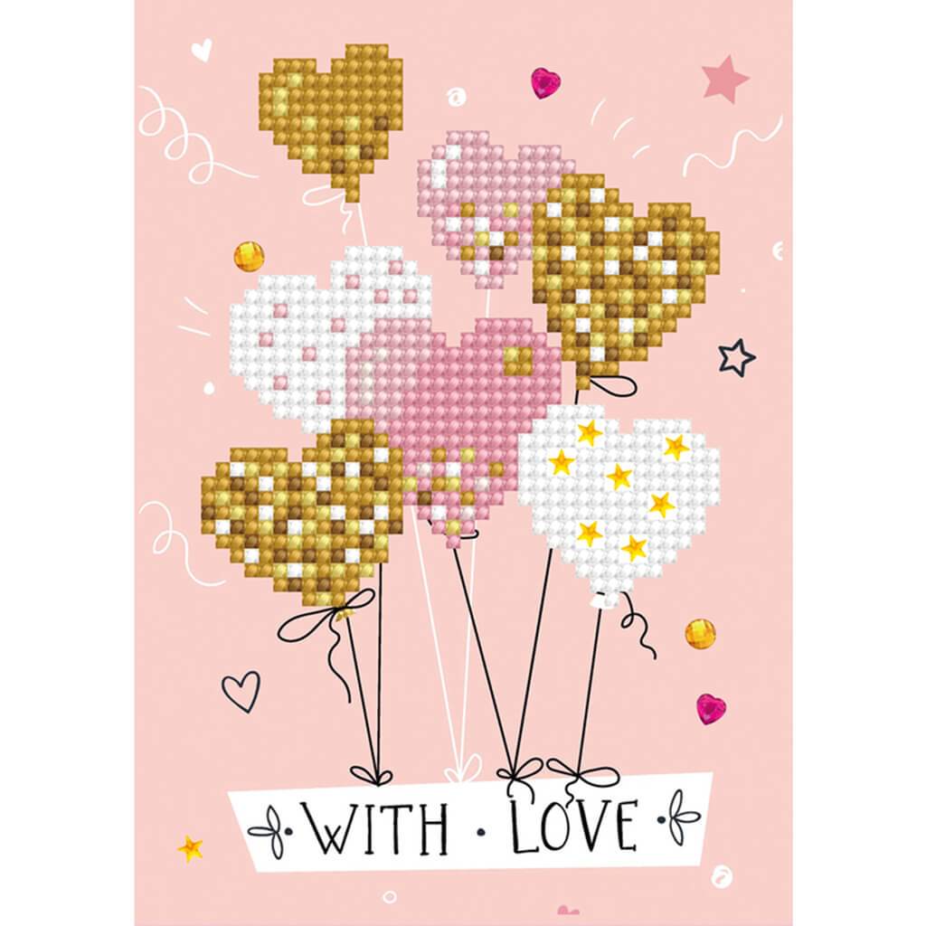 Diamond Embroidery Facet Art Greeting Card Kit Love Balloons