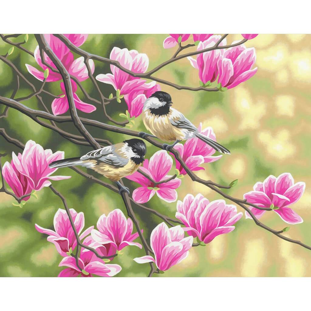 Paint By Number Kit 14in x 11in Chickadees &amp; Magnolias