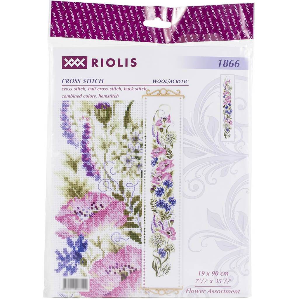 Cross Stitch Kit 7.5in x 35.5in Flower Assortment