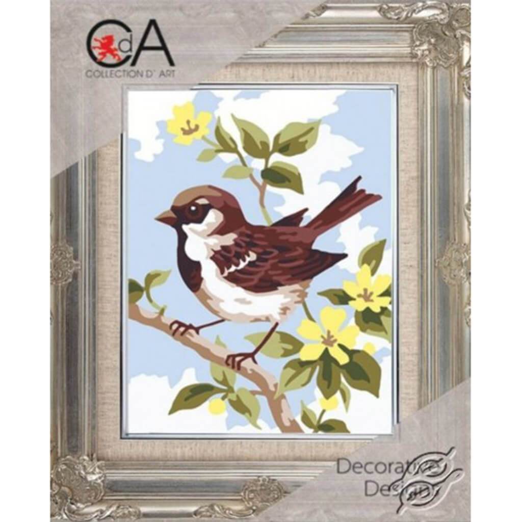 Needlepoint Printed Tapestry Canvas 20 x 25cm Brown Wren