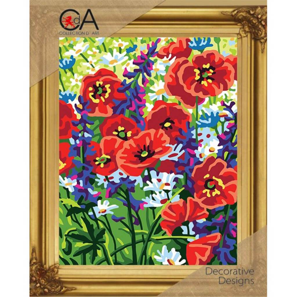 Wild Flowers Needlepoint Printed Tapestry Canvas