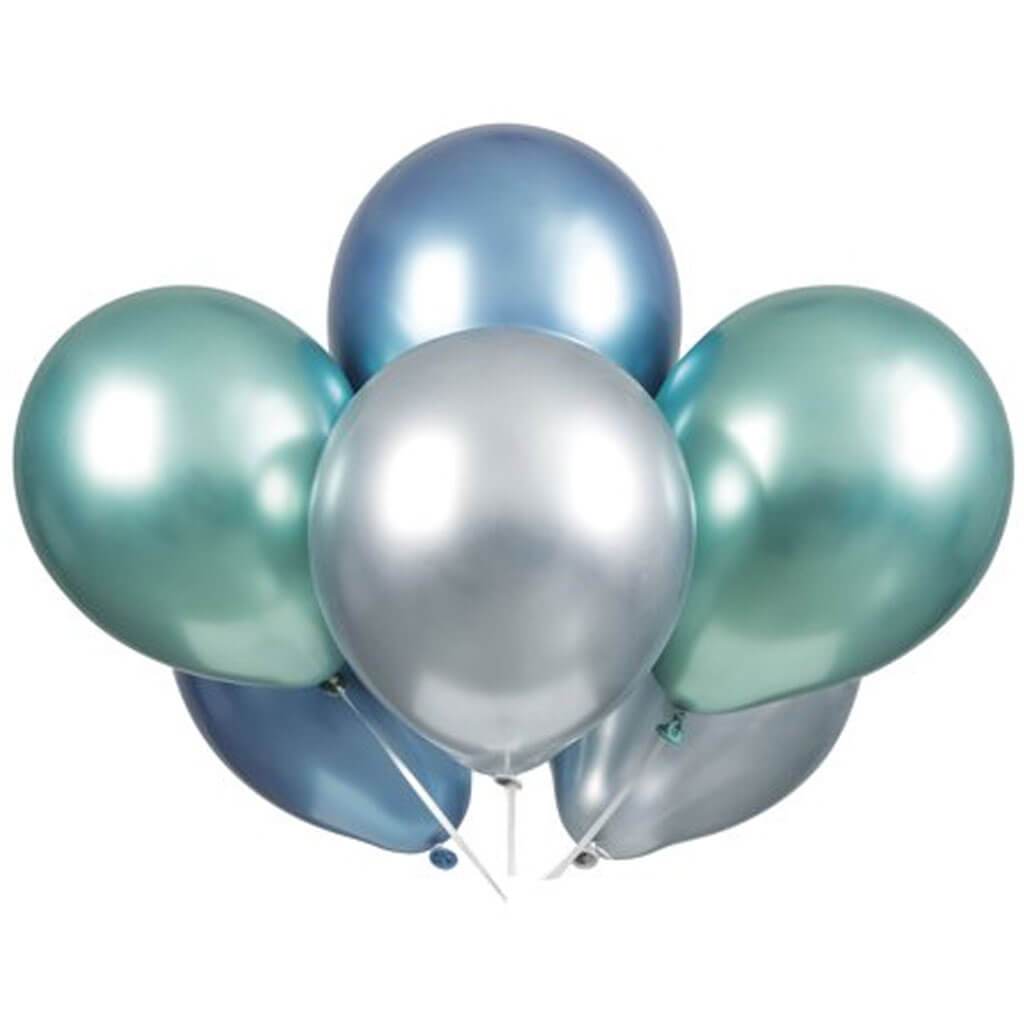 Platinum Latex Balloon Assorted Blue/Green 6ct 11in