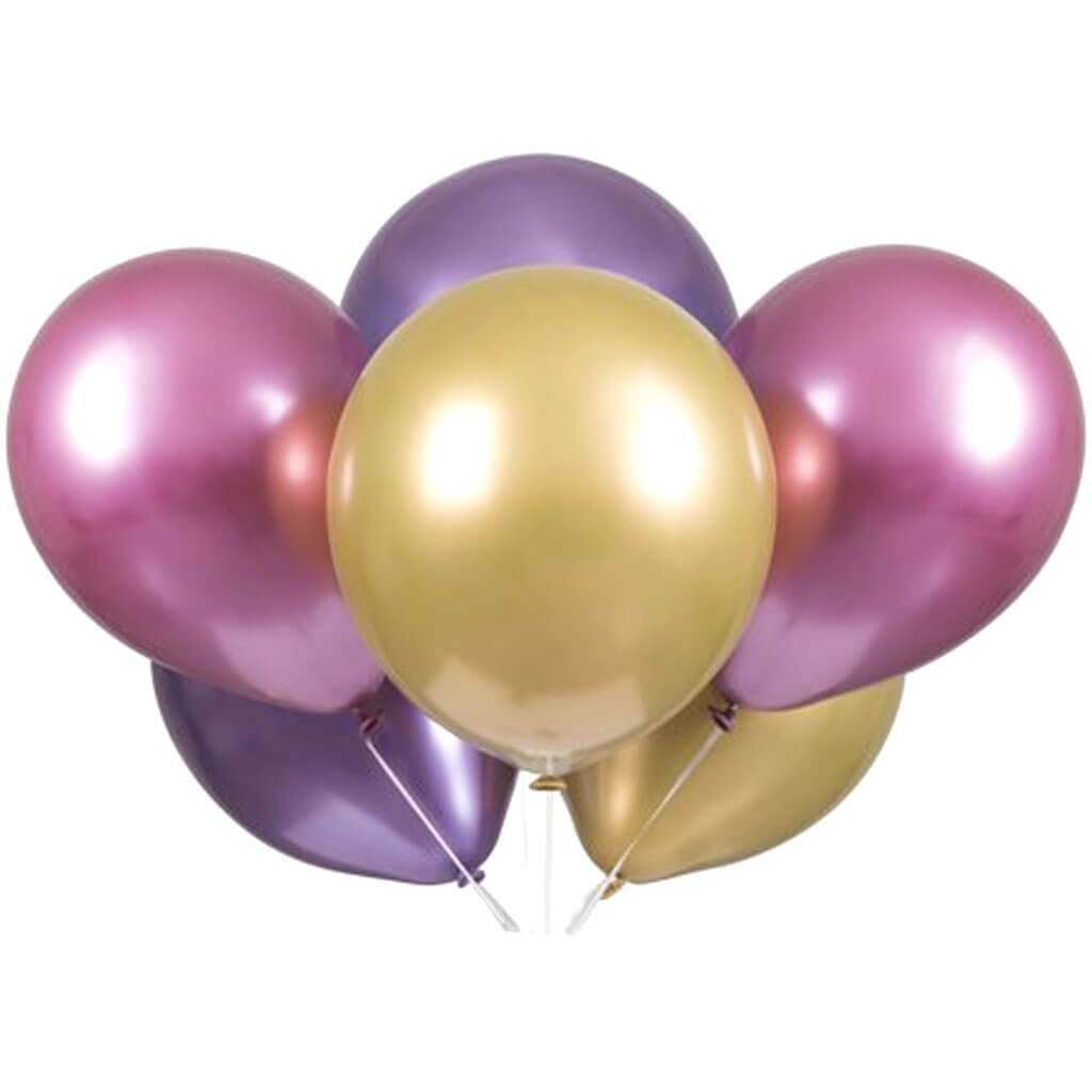 Platinum Latex Balloon Assorted Pink/Purple/Green 6ct 11in