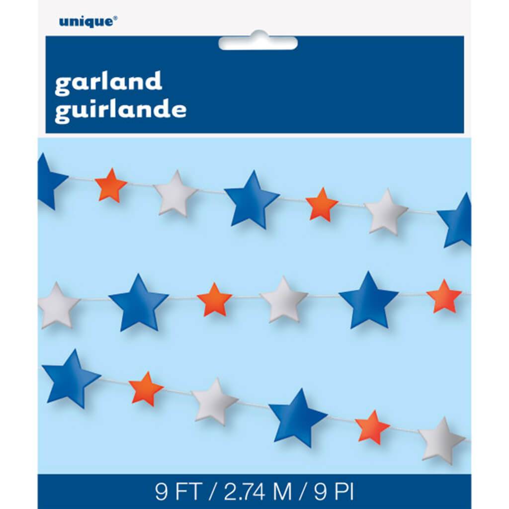 Patriotic Stars Garland 9ft