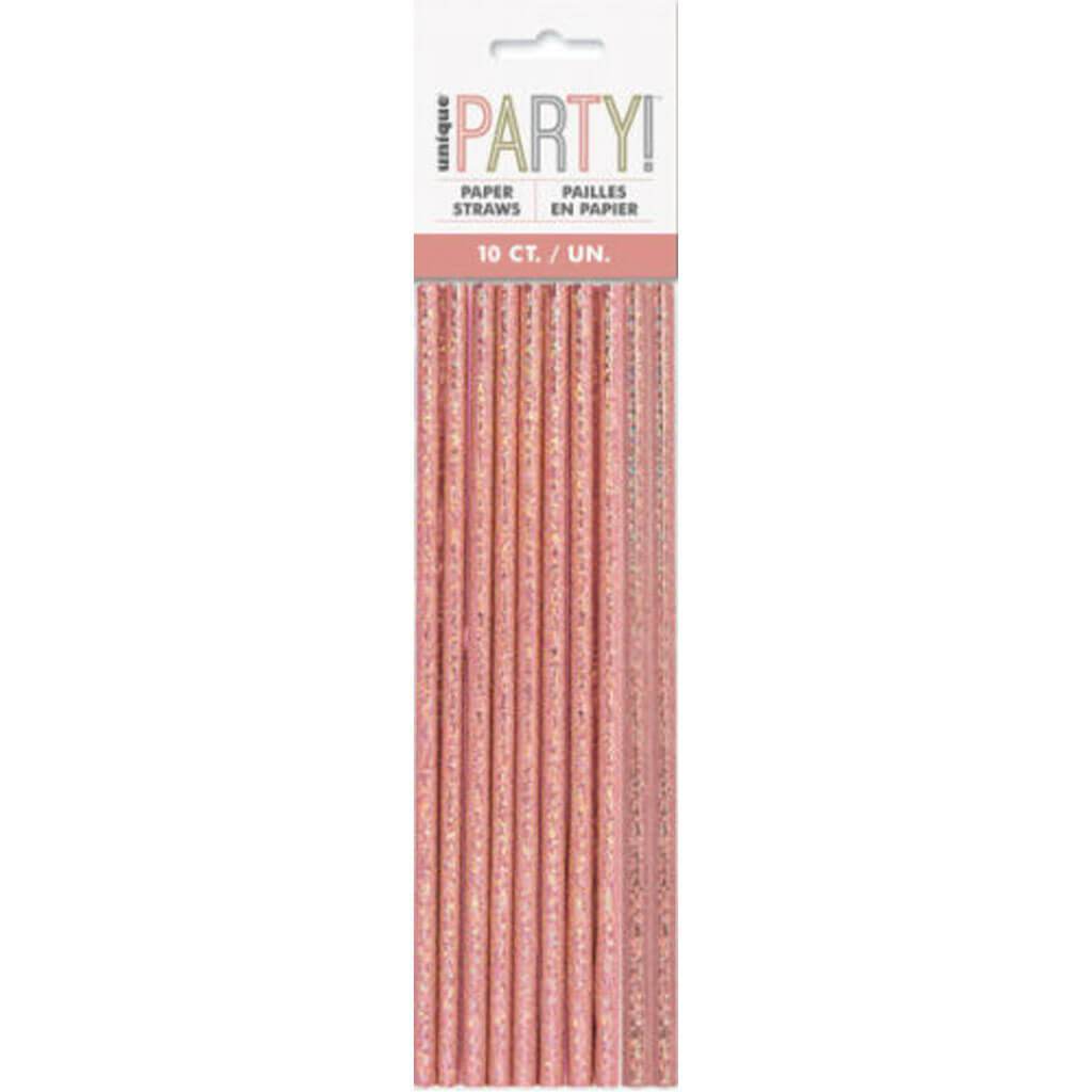 Foil Rose Gold Paper Straws 10ct