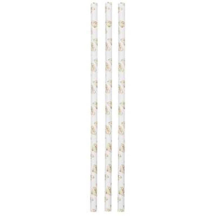 Gold Diamond Print Straws 10ct