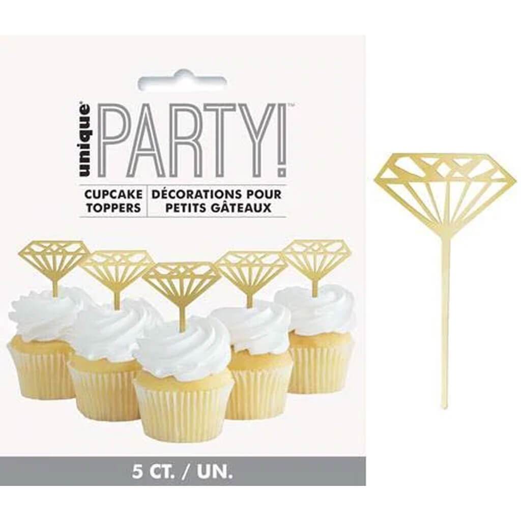 Diamond Gold Cupcake Toppers