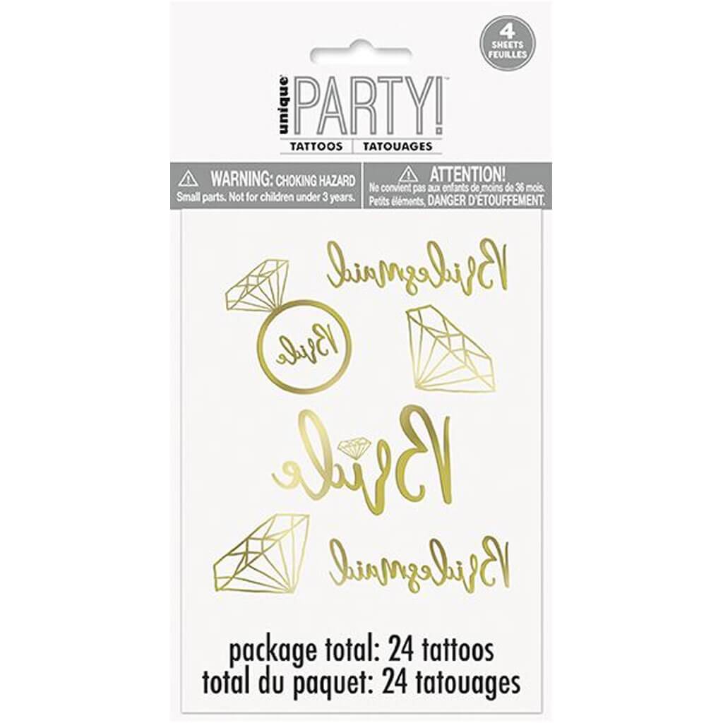 Metallic Foil Bachelorette Party Tattoos 24ct