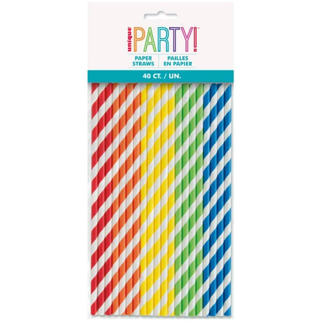 Solid Color High Count Paper Straws 40ct Assorted