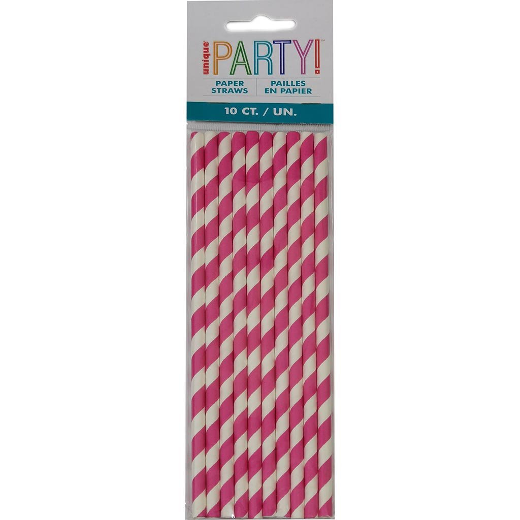 Striped Paper 10ct Hot Pink