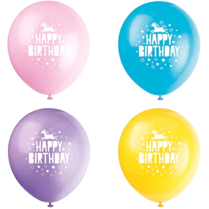 Unicorn Latex Balloon Assorted 8ct 12in