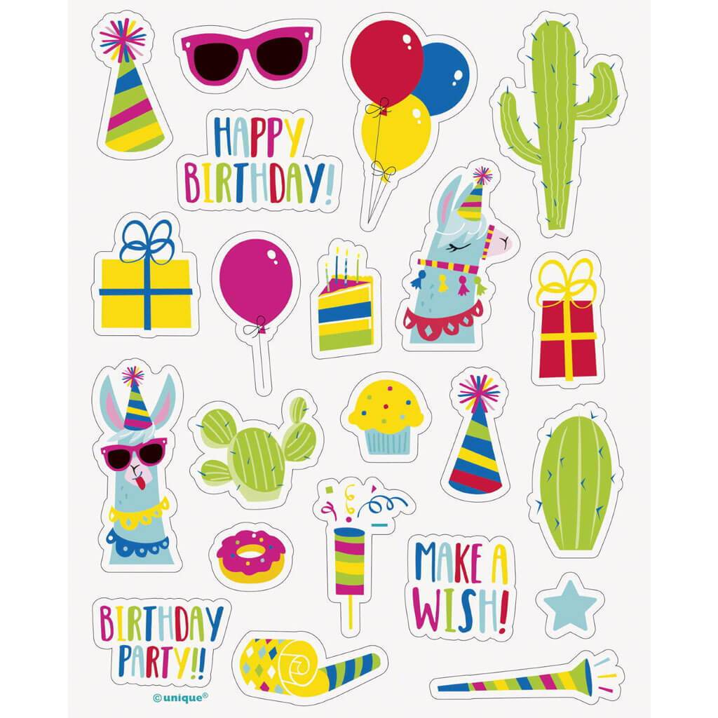 Llama Party Stickers 4 Sheets