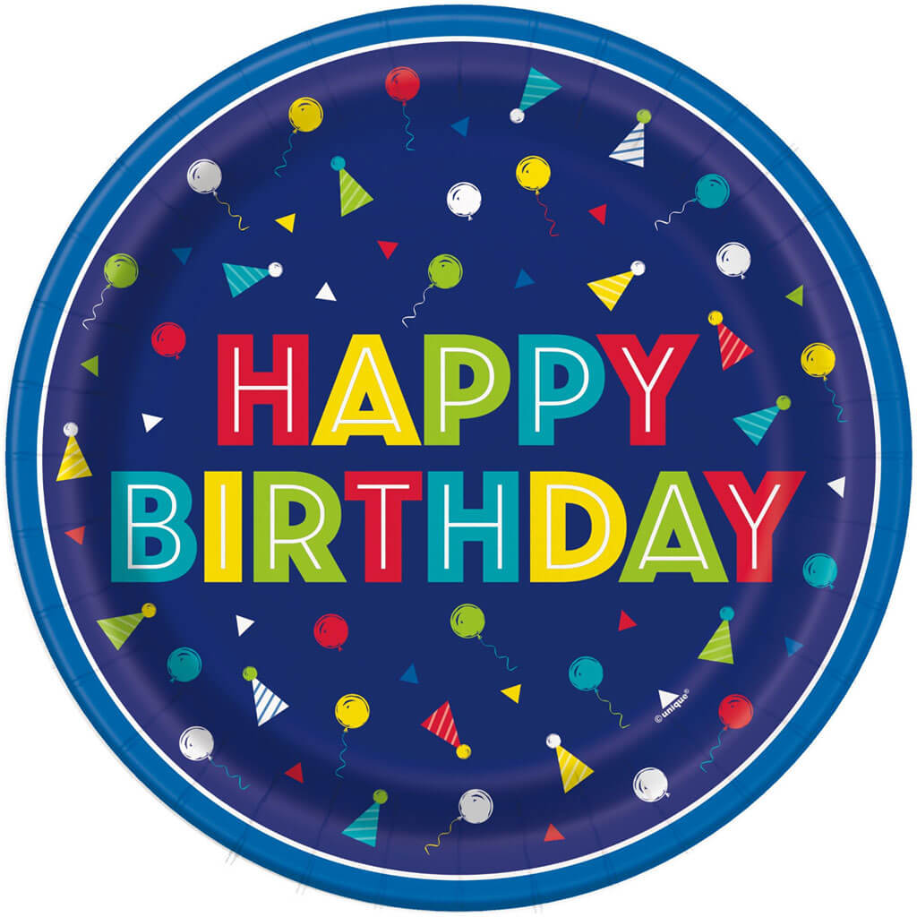 Peppy Birthday Plates 9in 8ct