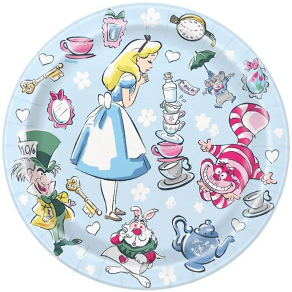 Alice in Wonderland Birthday Plate 7in 8ct