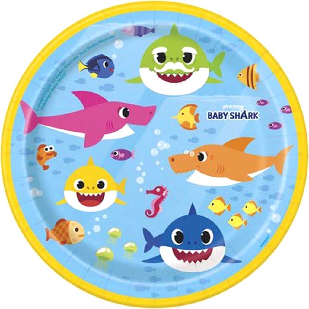 Baby Shark Plate 7in 8ct