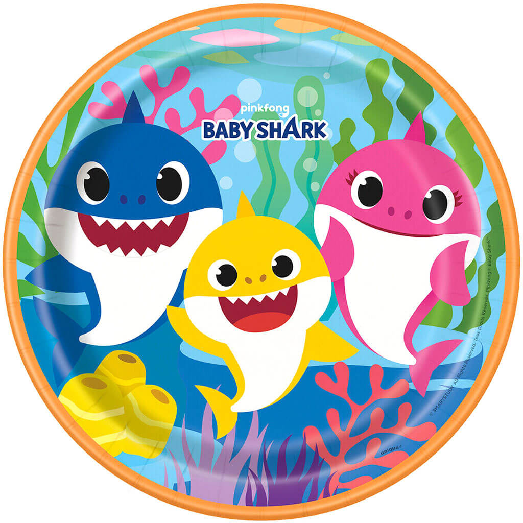 Baby Shark Plate 9in 8ct