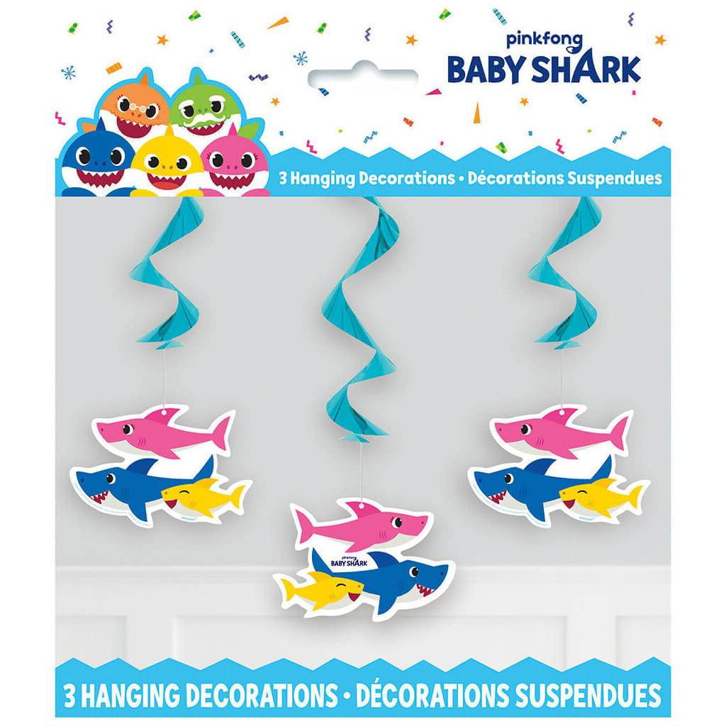 Baby Shark Hanging 26in Swirl Decorations