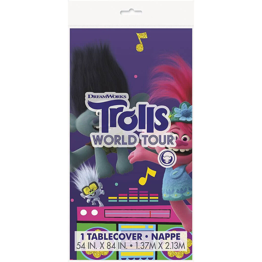 Trolls World Tour Rectangular Plastic Table Cover 54in x 84in