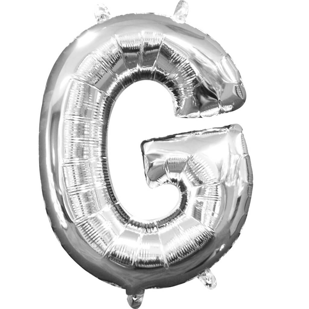 Silver letter G Foil Balloon, 16in